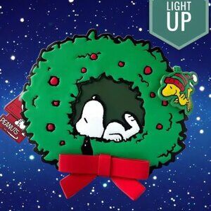 Peanuts X Loungefly Snoopy Wreath Crossbody Bag LIGHTS UP Christmas Holiday NEW